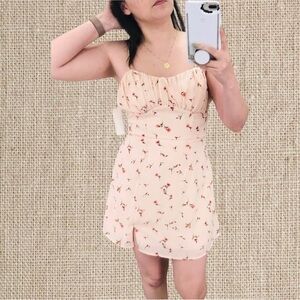 Cute peach mini strap dress